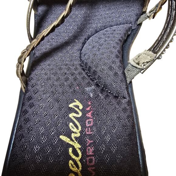 New Without Box Skechers Brown Rhinestone Memory Foam Wedge Sandals Size 8.5 - Picture 9 of 9